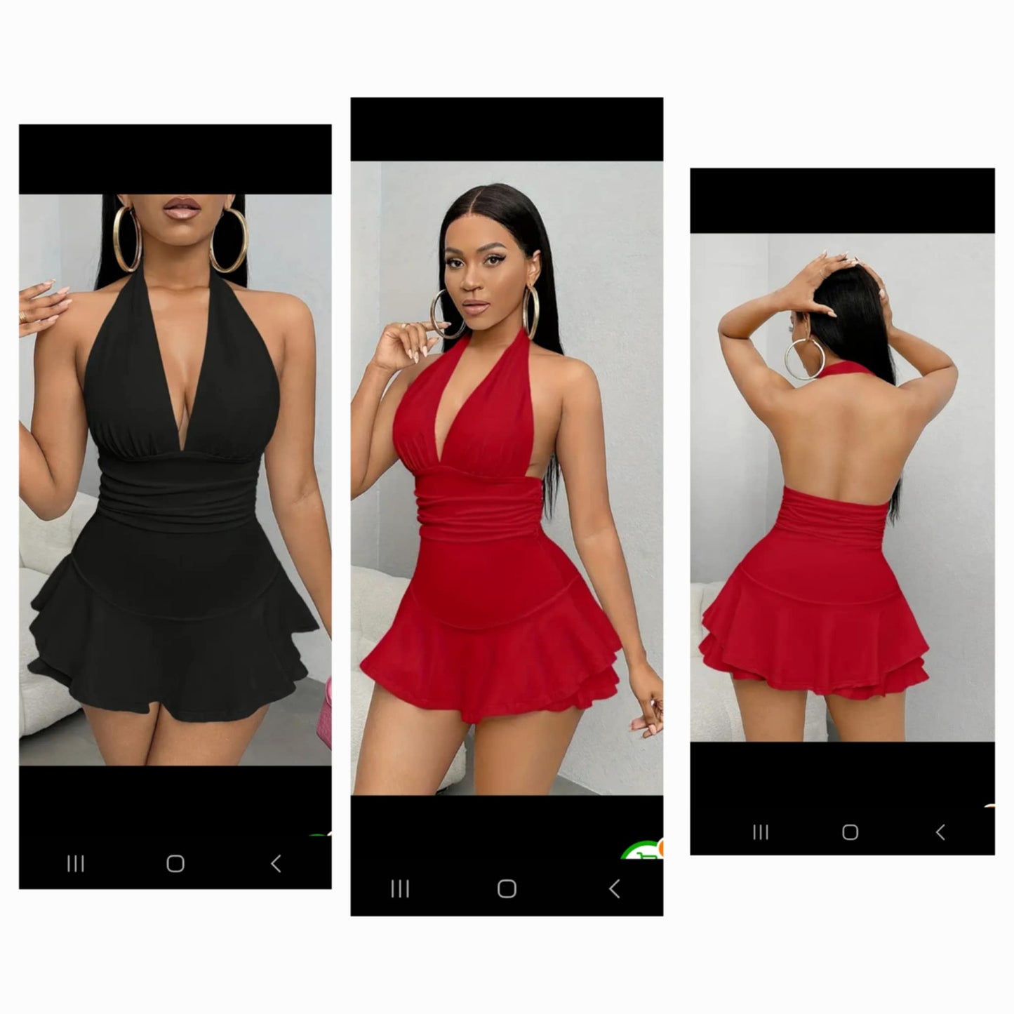 Halter V Neck Skort Dress