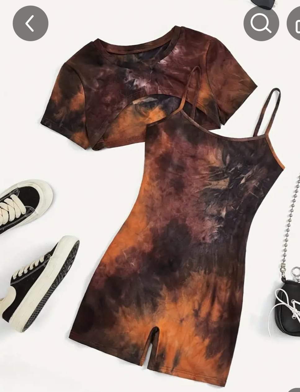 Tie die brown romper