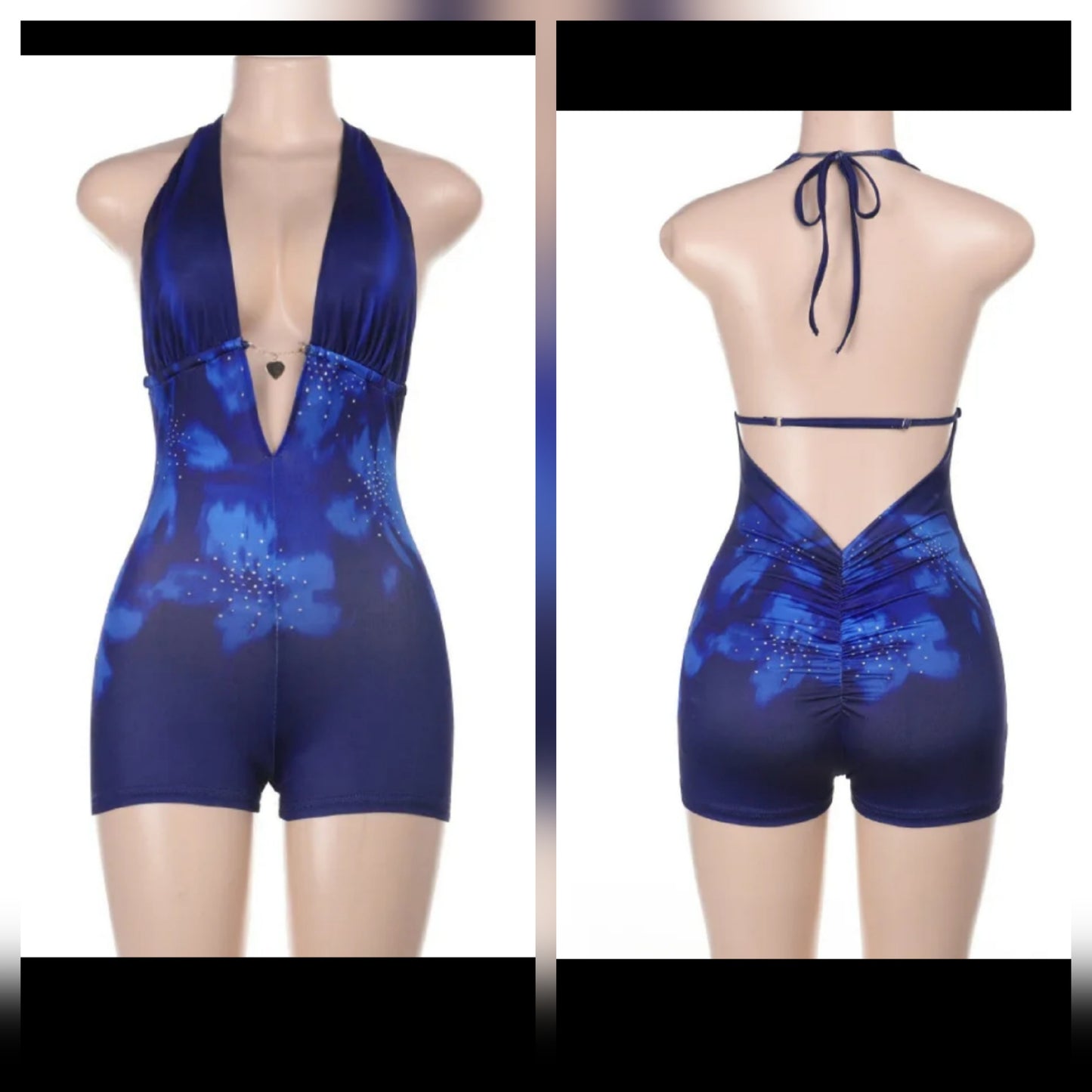 Deep V neck Romper Backout