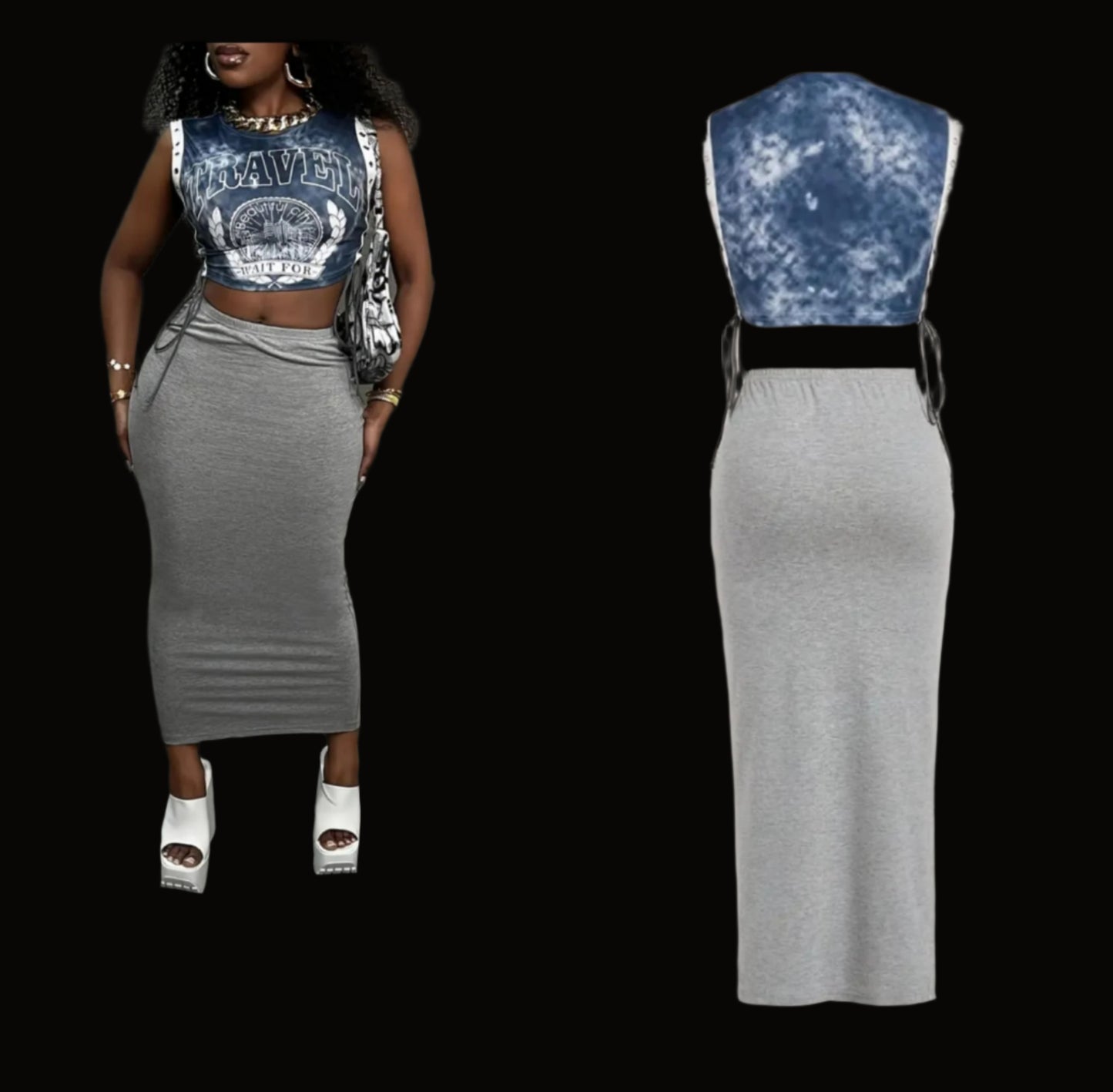 Sleeveless Jersey knit Skirt Set