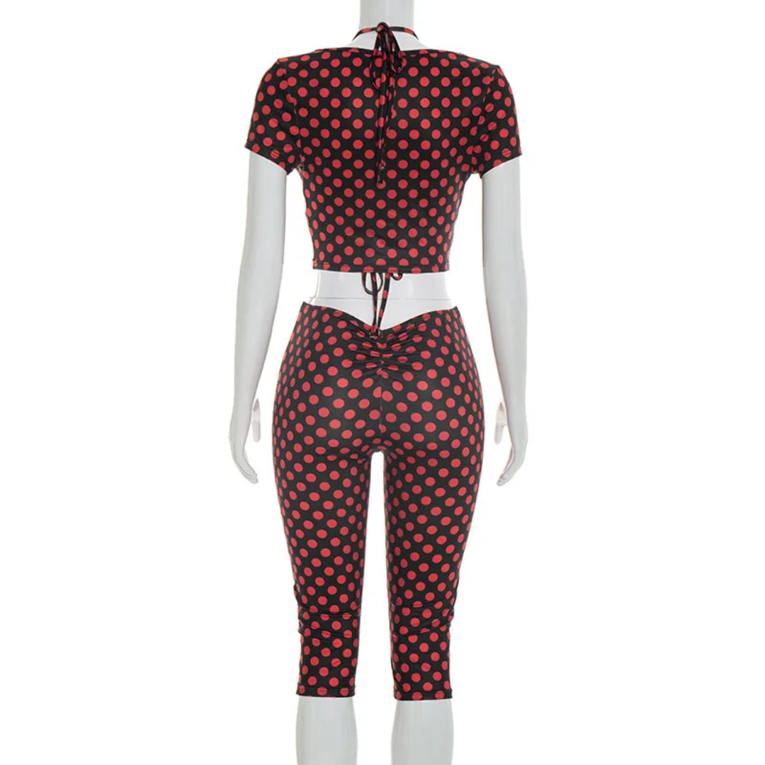 3pc Bikini Top Polka Dot pant set