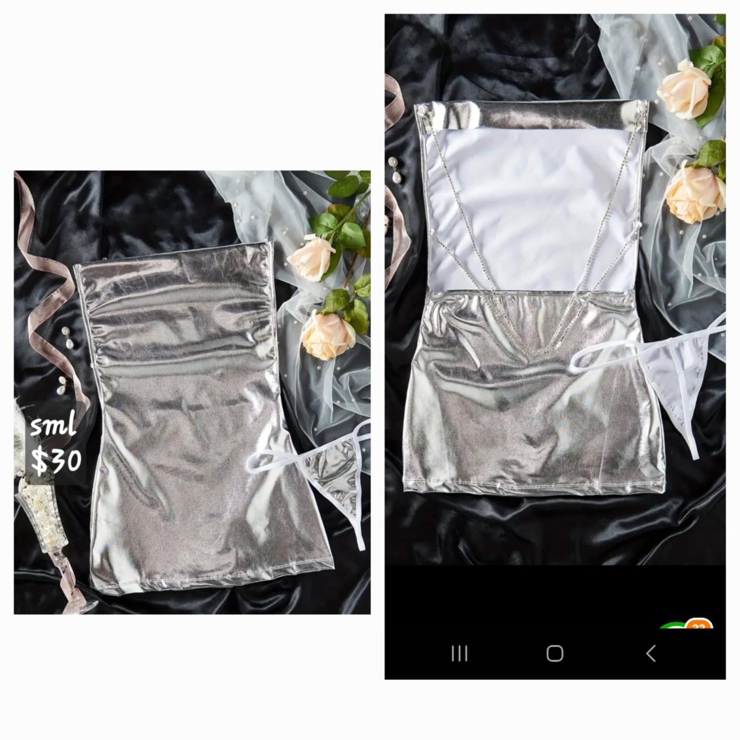 Jewel Strap Silver Backless Dress