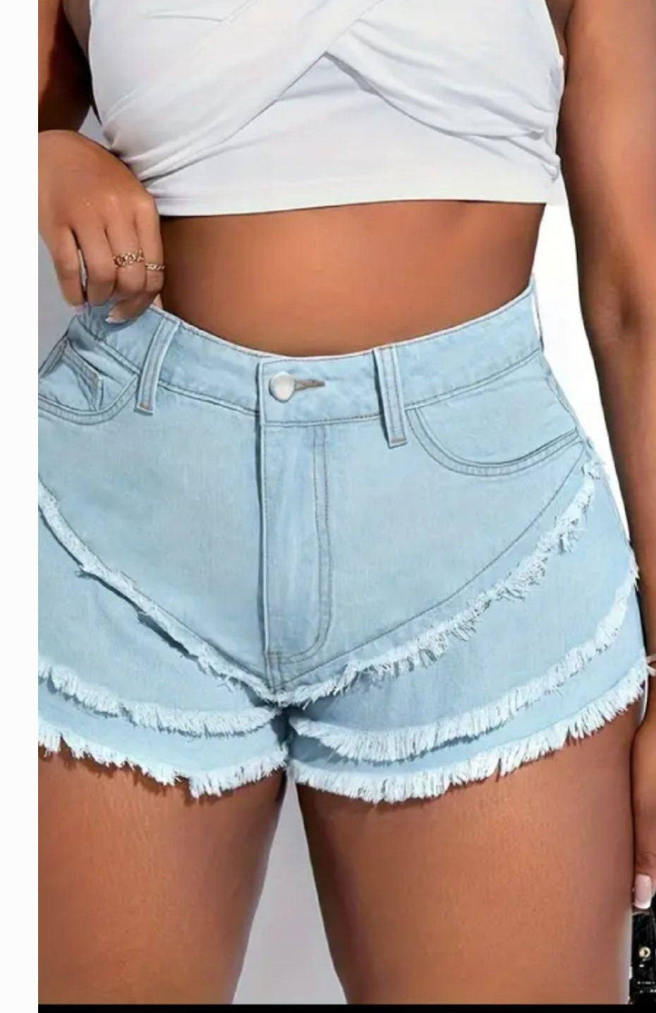 Tiered Raw Hem Shorts