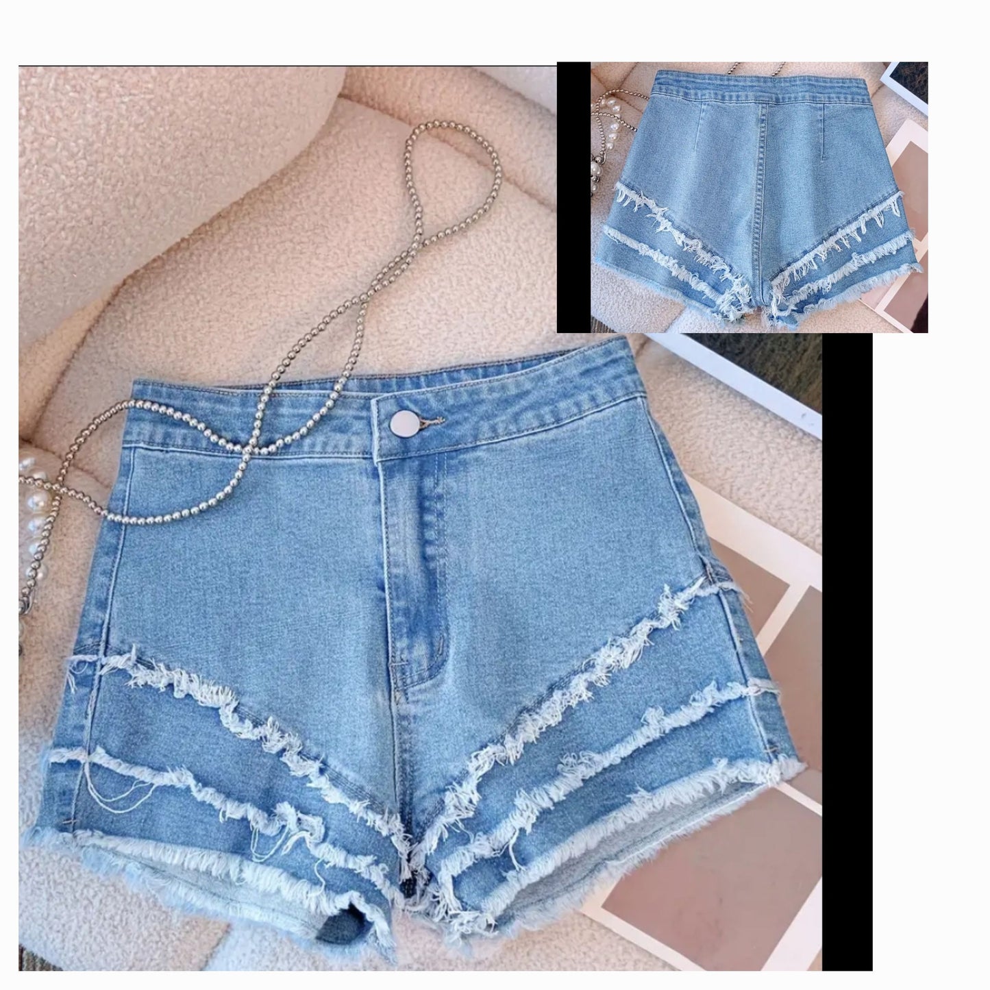 Denim Ruffle Shorts