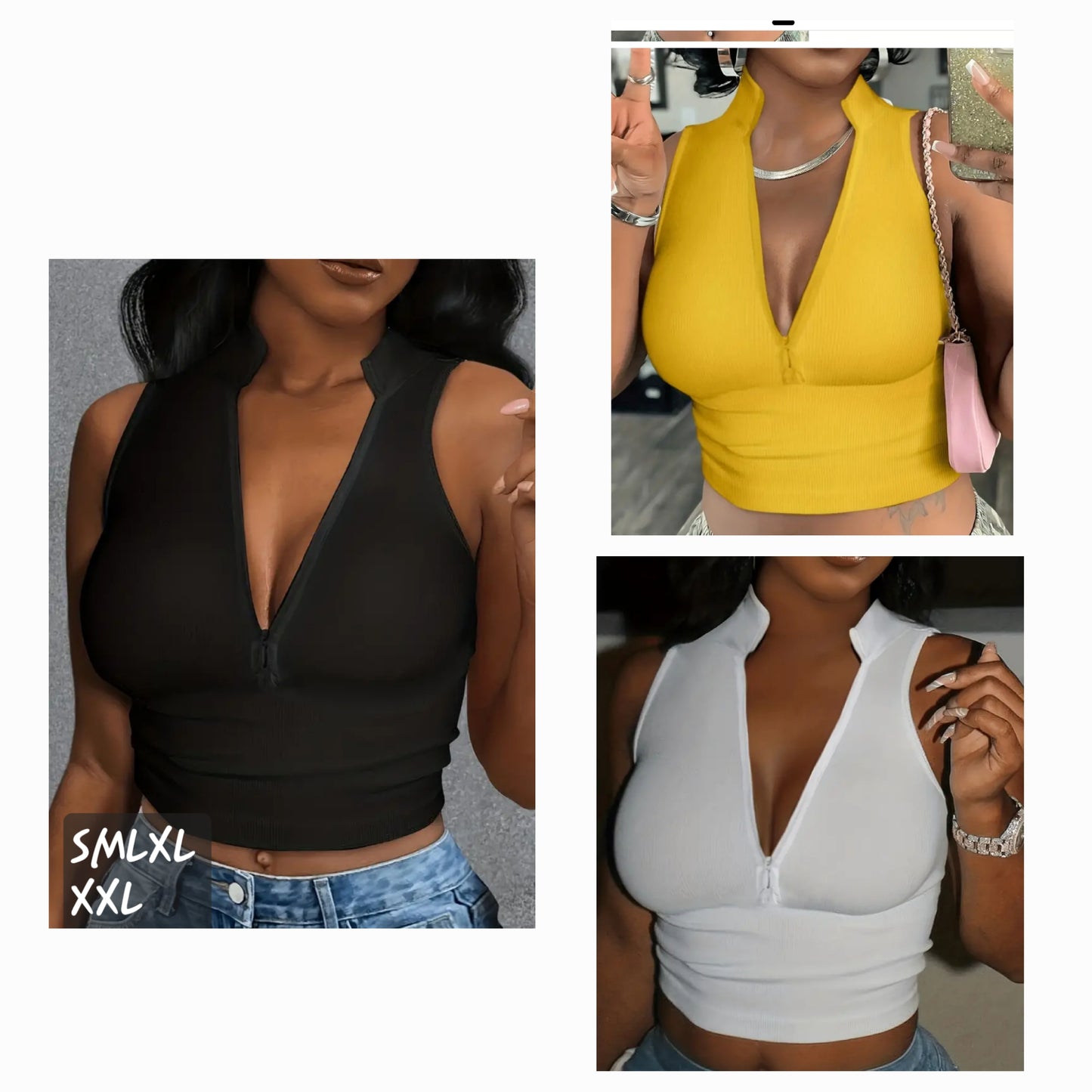 Ribbed Zip Front Top