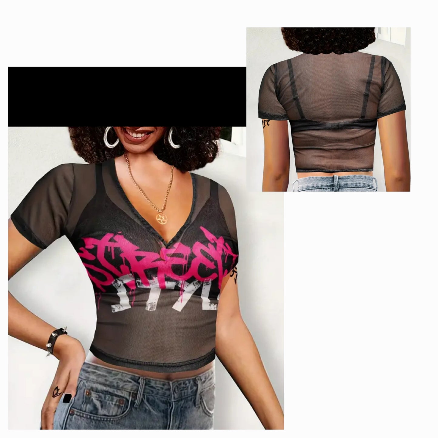 Street Style Graphic Tee Mesh