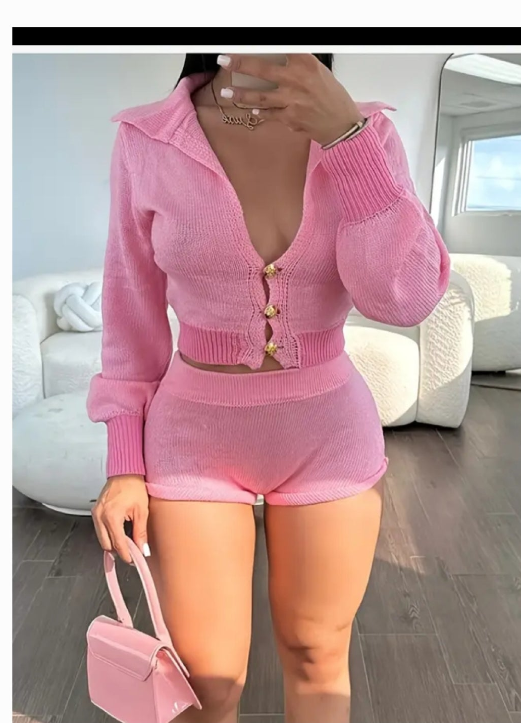 Pink Knit Short Set