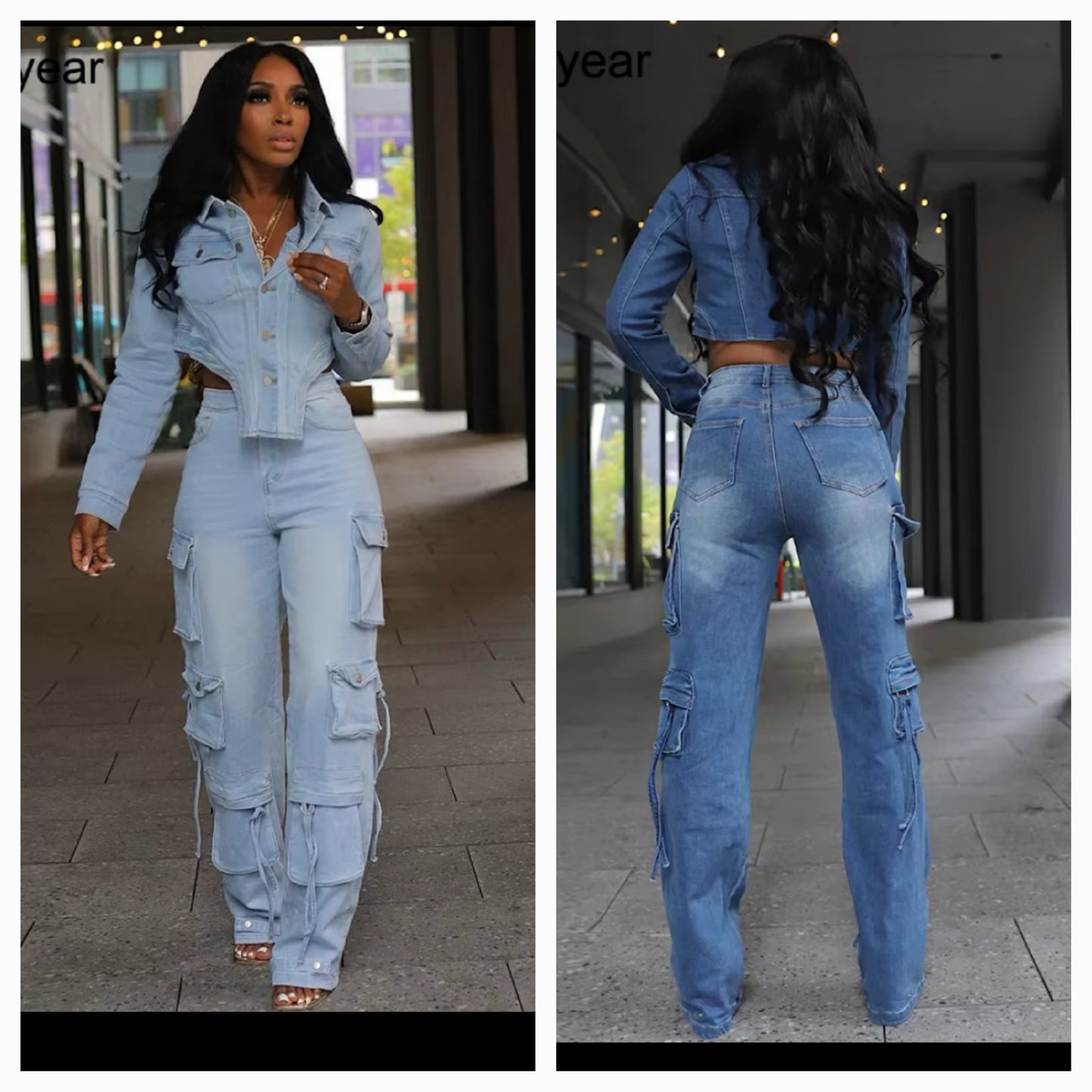 Light blue denim pant set