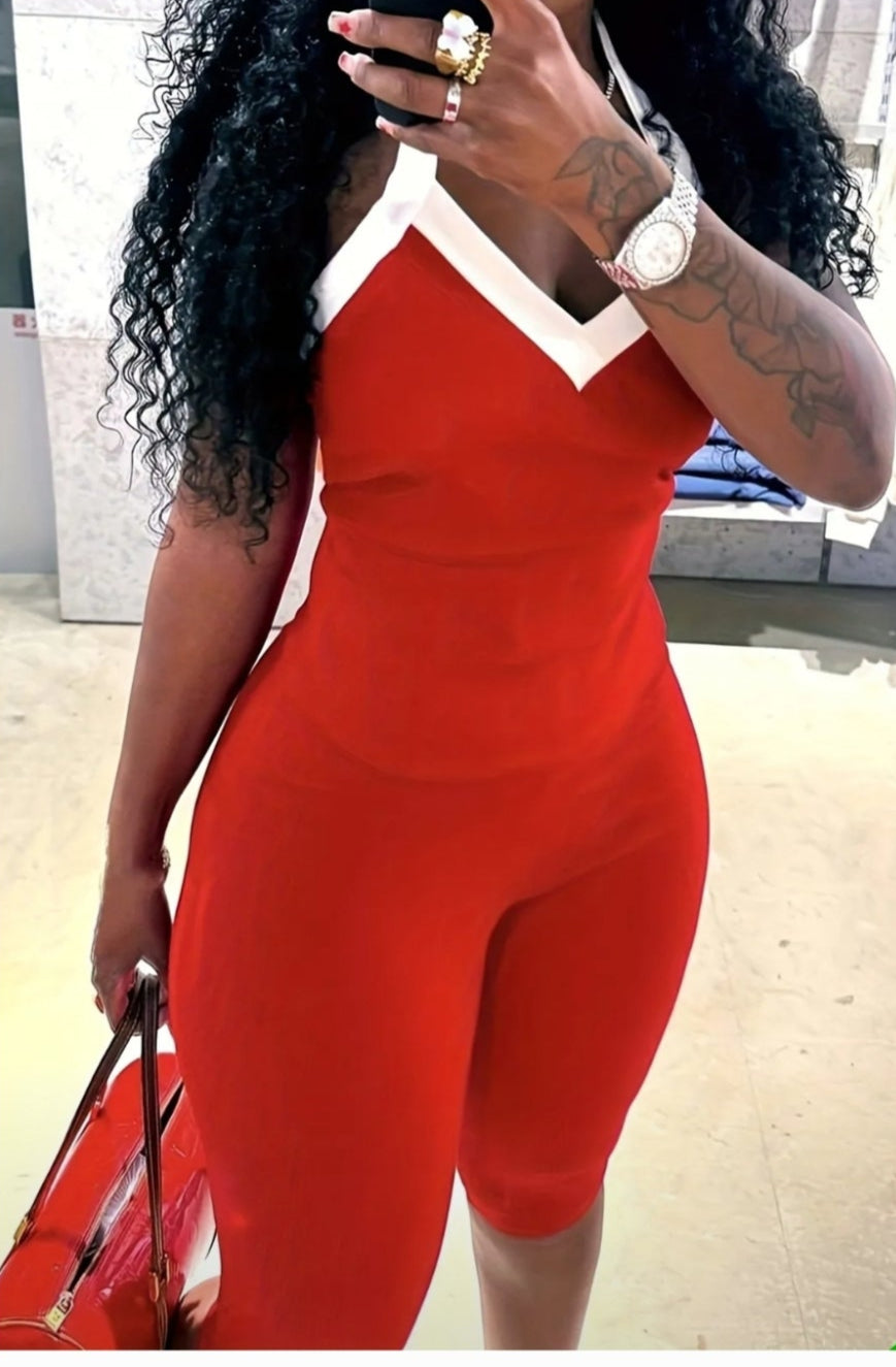 Halter Top Ribbed Capri Set