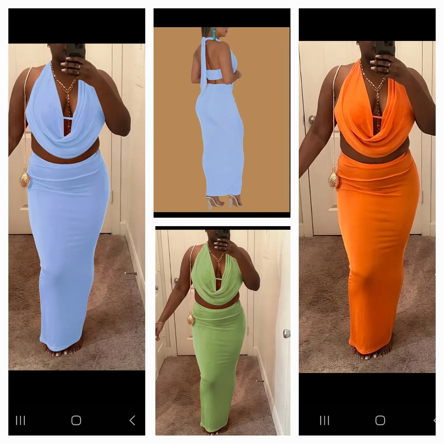 Long Skirt Set- Backout Plunge Neck