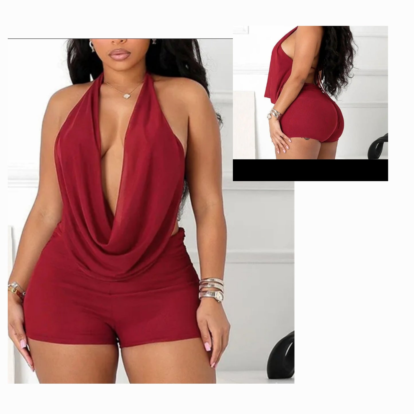 Backout Plunge Neckline Short Set