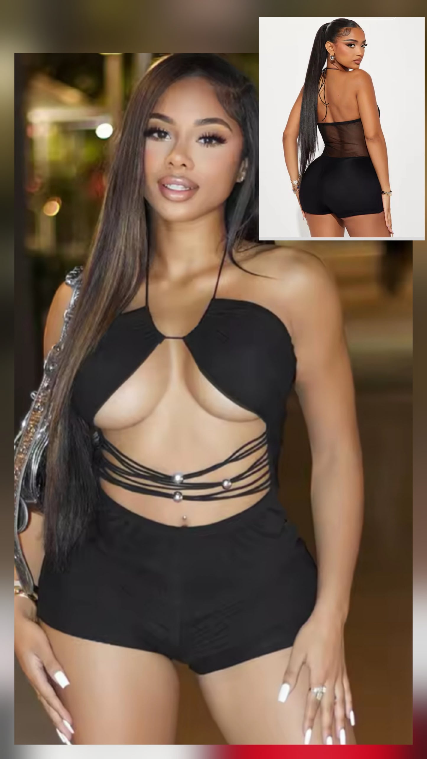 Front Cutout Black Romper