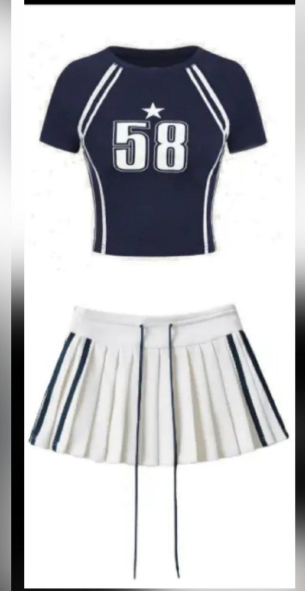 Graphic Stripe Skirt Set - Navy or Red