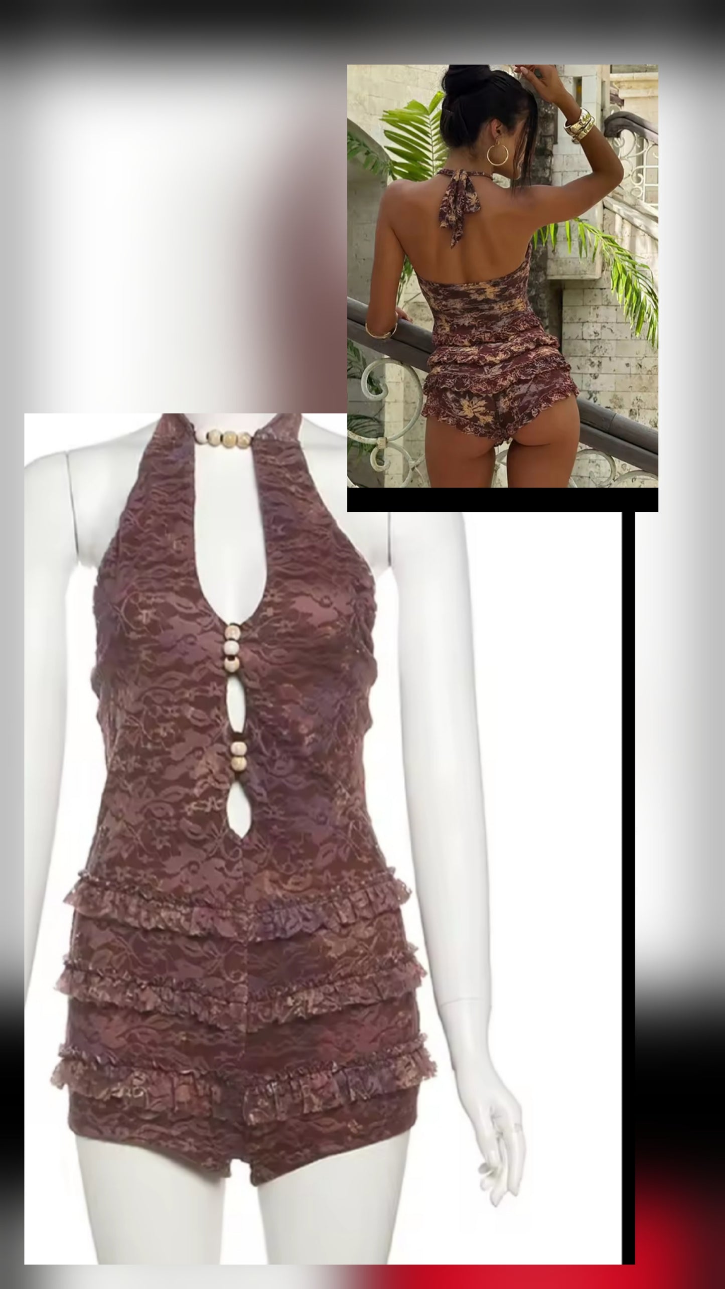 Brown Ruffle Romper
