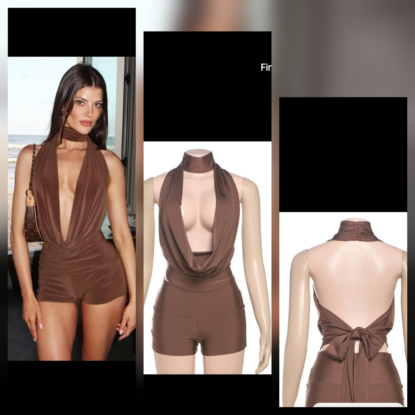 Backout plunge neckline Romper