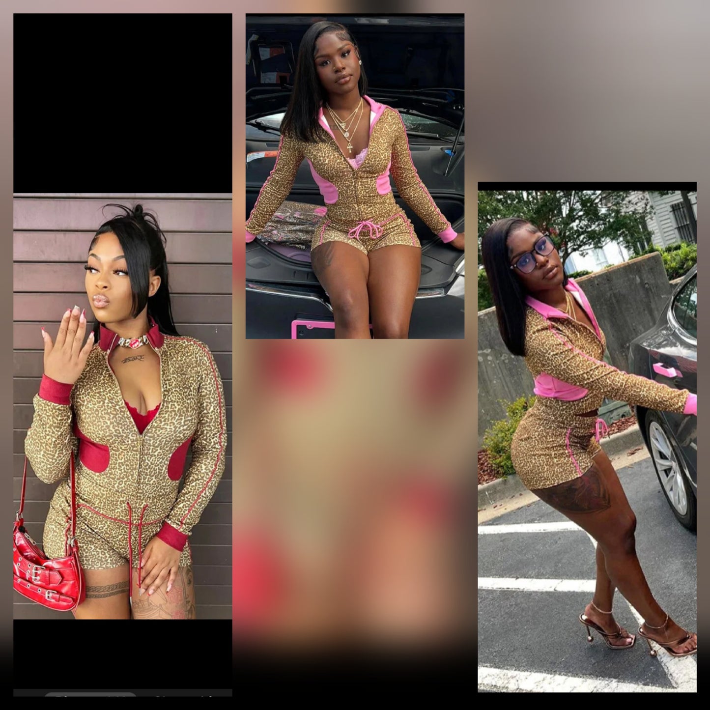 Chill Color block Short set -pink or red