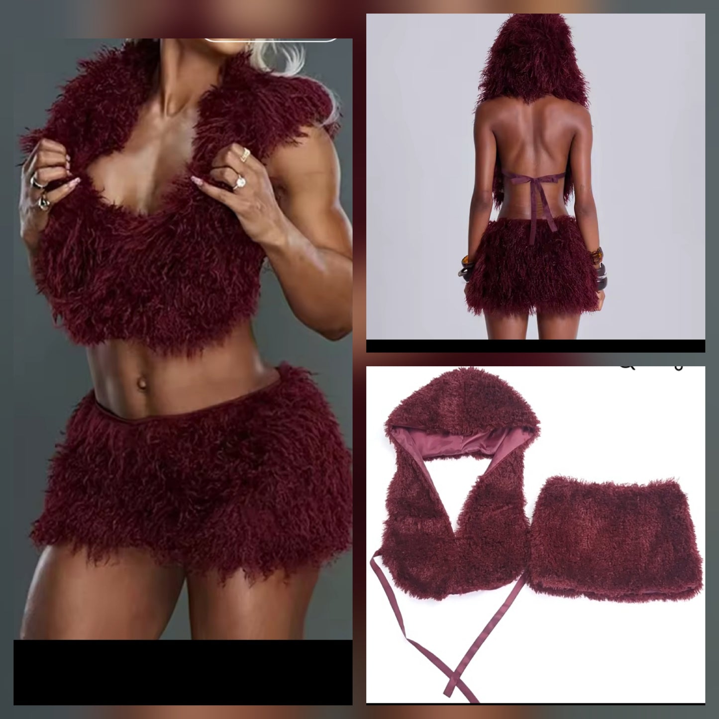 Fur SKIRT set with hood