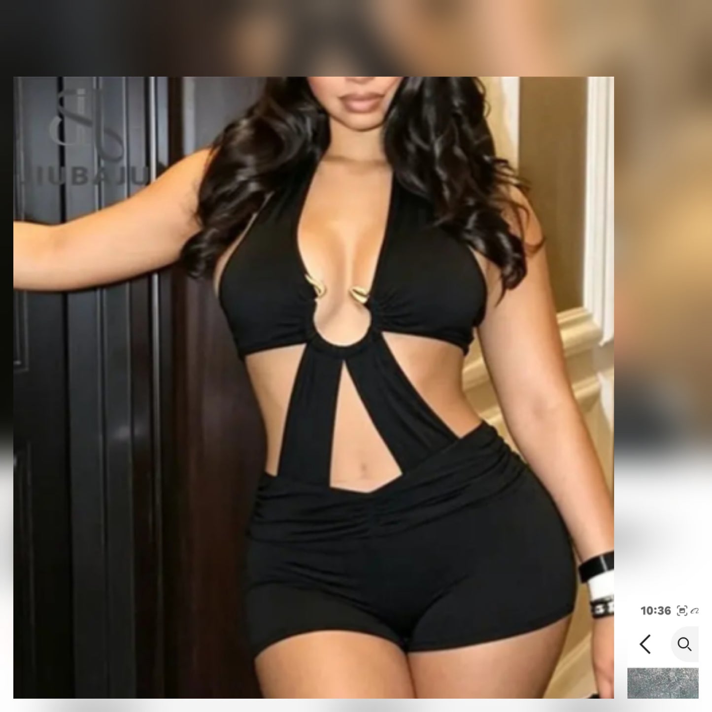 Black Plunge Neckline Romper