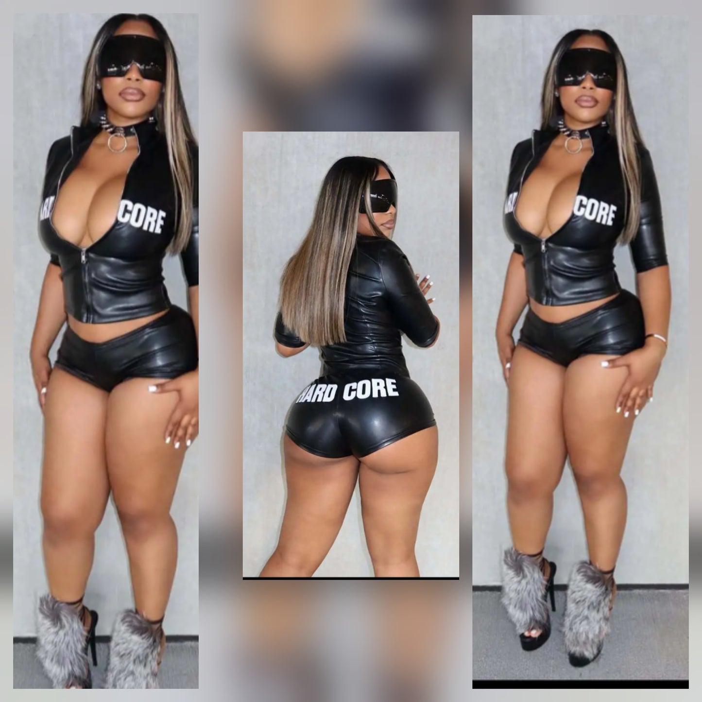 Hardcore Faux Leather Short Set