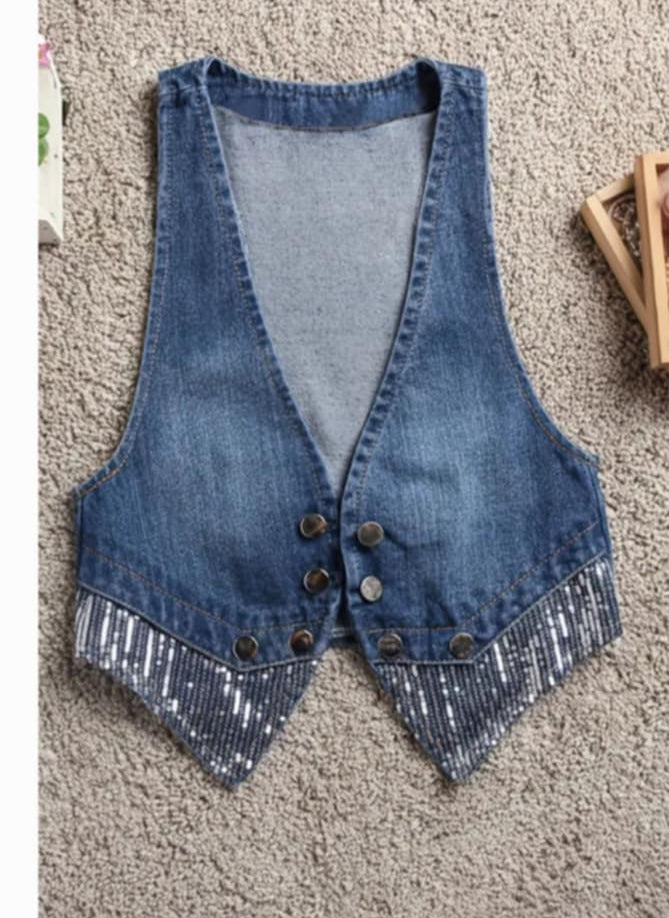 Denim Vest with Silver detail