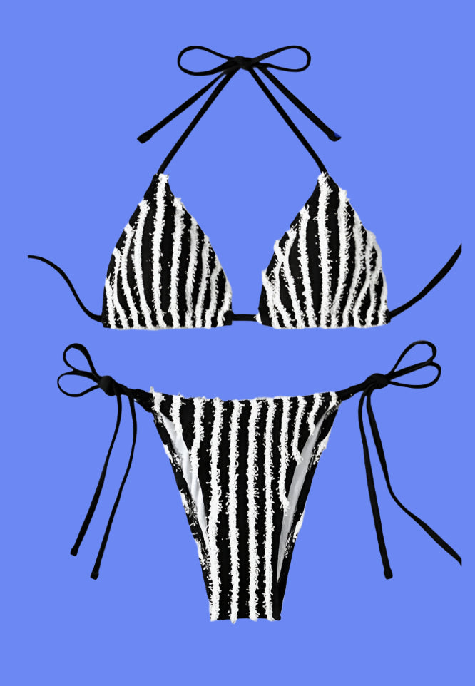Black and white Shaggy Bikini Set