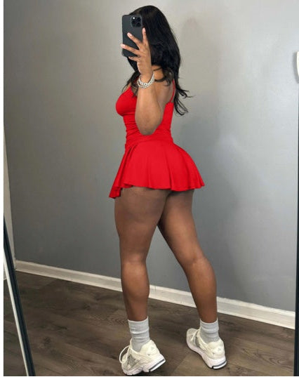 Spaghetti Strap Pleated Skort Set