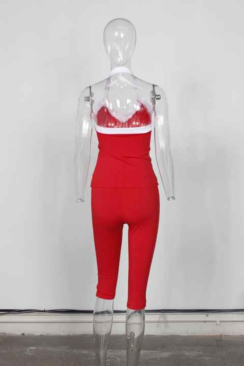 Capri Pant Set, Halter Neck