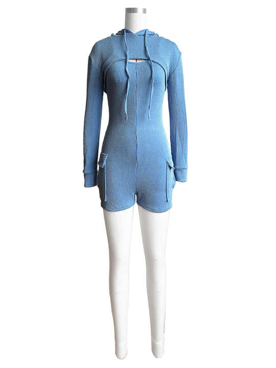 Textured 2PC Romper set with Shrug