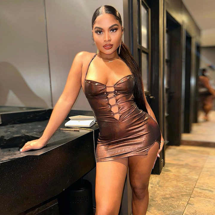 Backless Faux Leather Dress