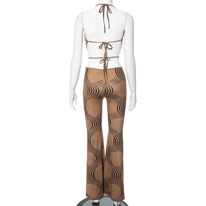 GeoDesign Backless Brown Jumpsuit