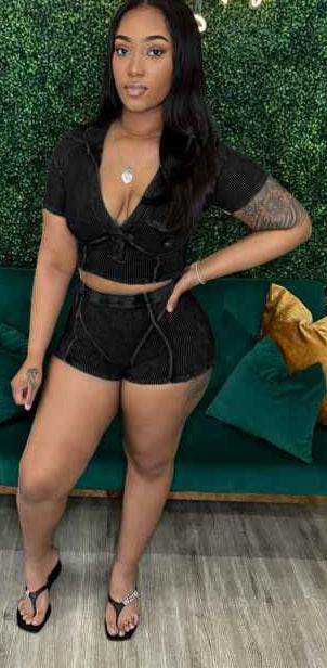 Chill - Stone Wash Seam Short Set