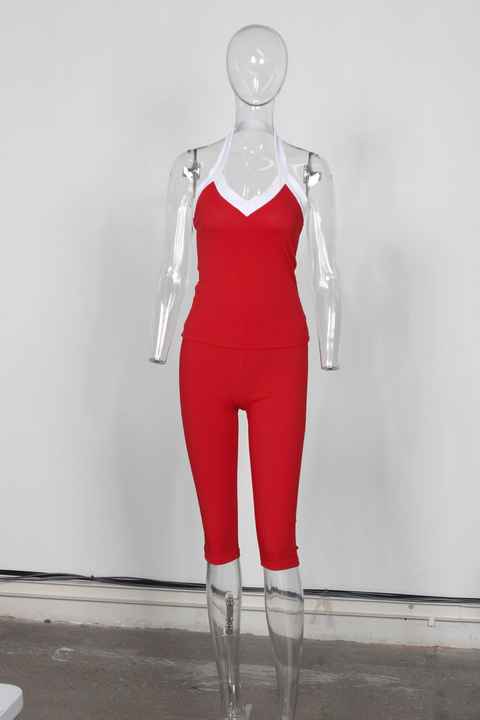Capri Pant Set, Halter Neck