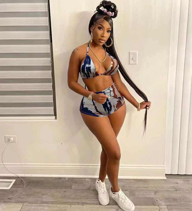 2PC short set bralette top with high cut short