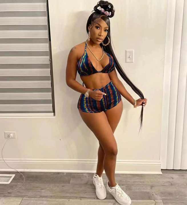 2PC short set bralette top with high cut short