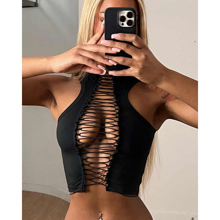 Sleeveless Halter Laces Top
