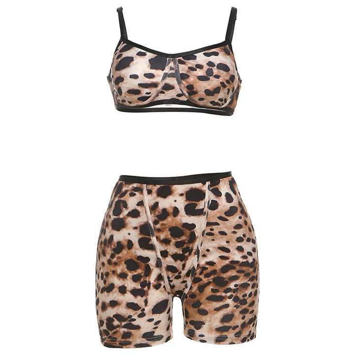 Cheetah bralette Short set
