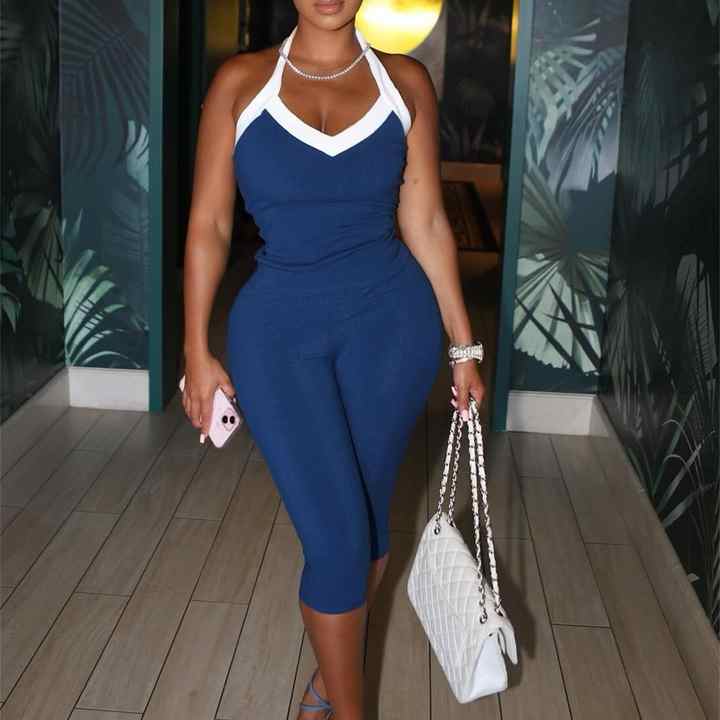 Capri Pant Set, Halter Neck