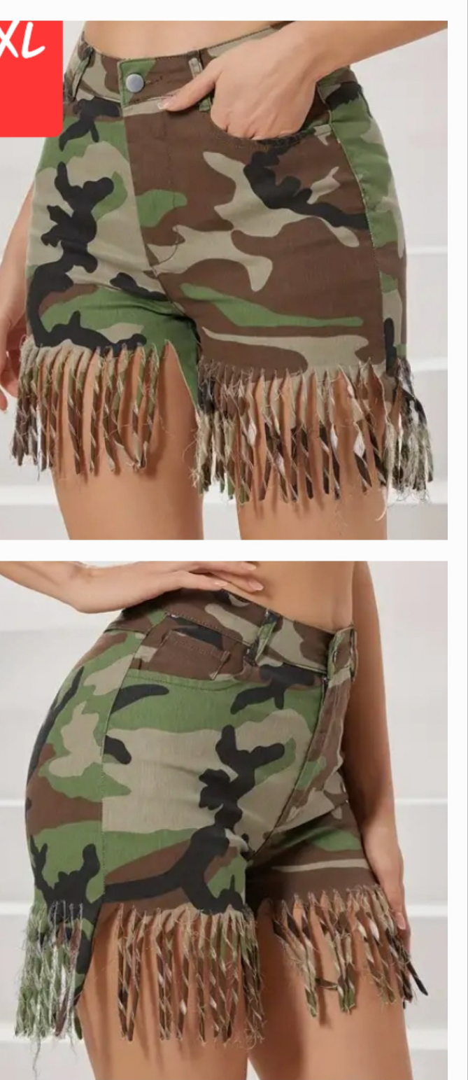 Camo Tassel Shorts