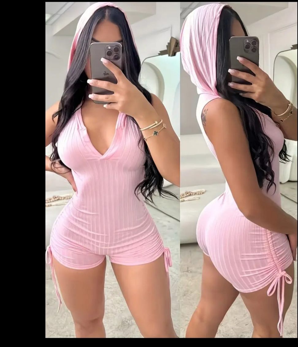 Hoodie Romper Side Drawstring