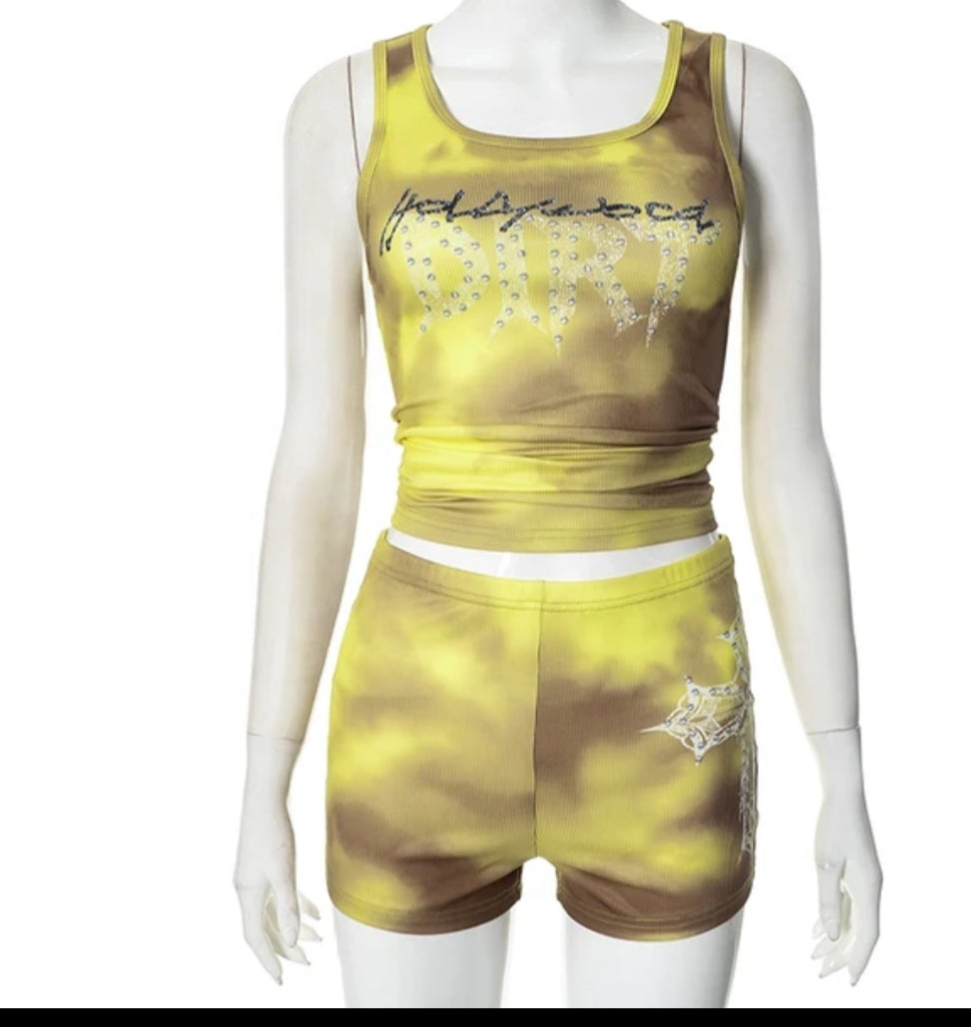 ScreenPRINT Graphics Yellow Short Set