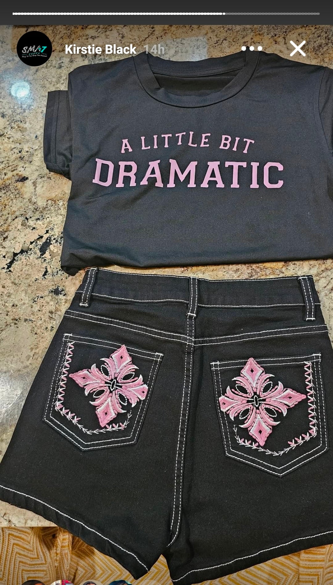 Denim embroidery Short Set Dramatic