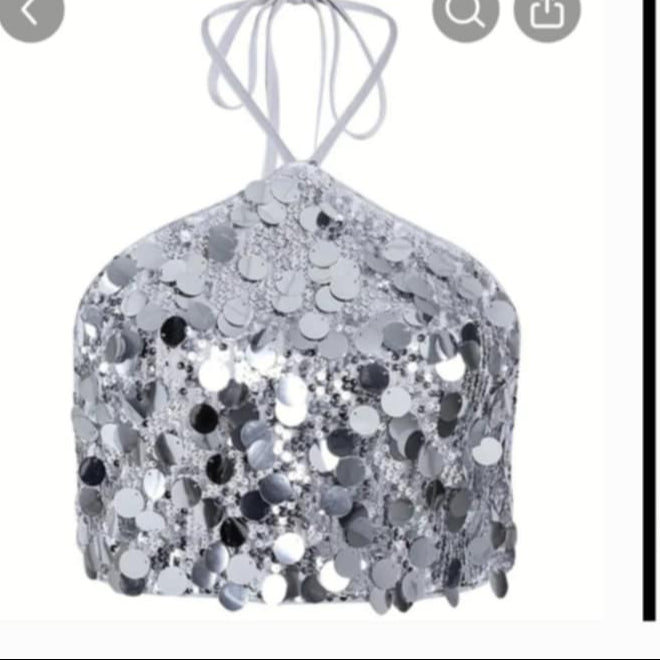 Backless Sequin Halter Top