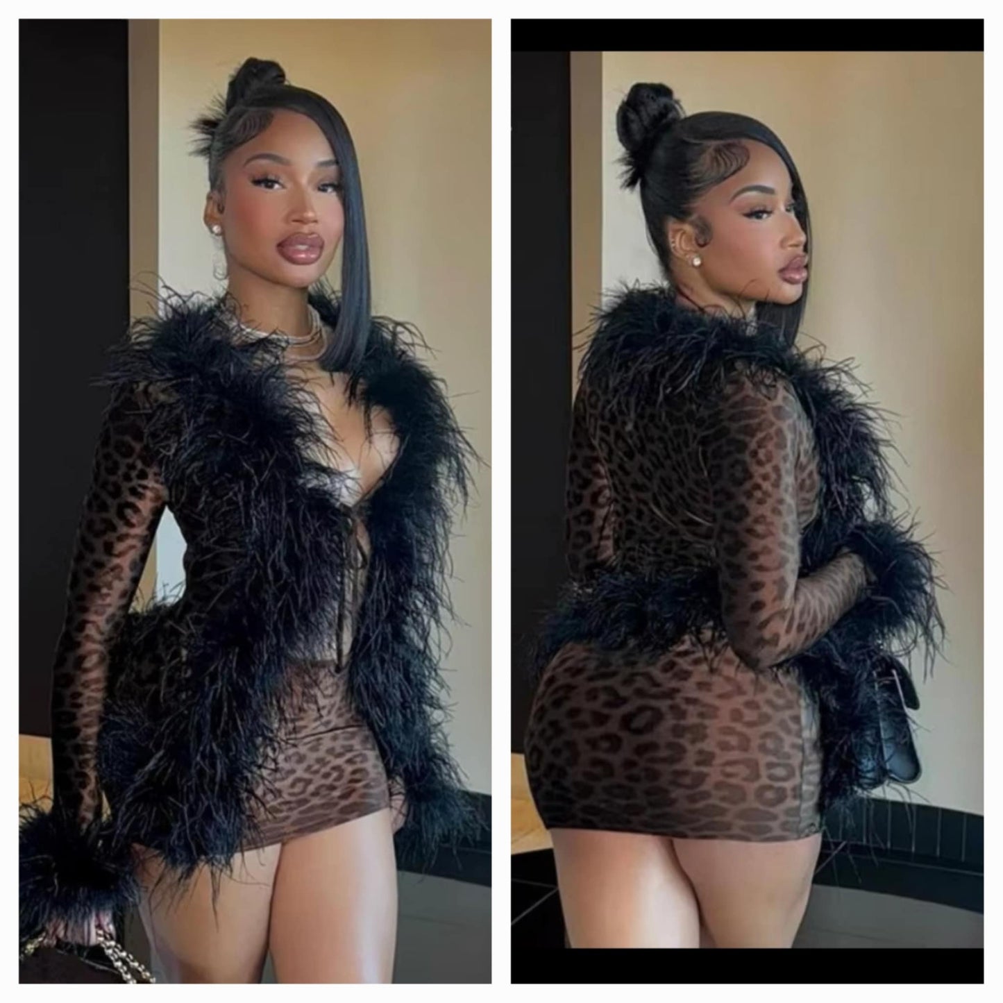 Fur Cheetah Skirt Set