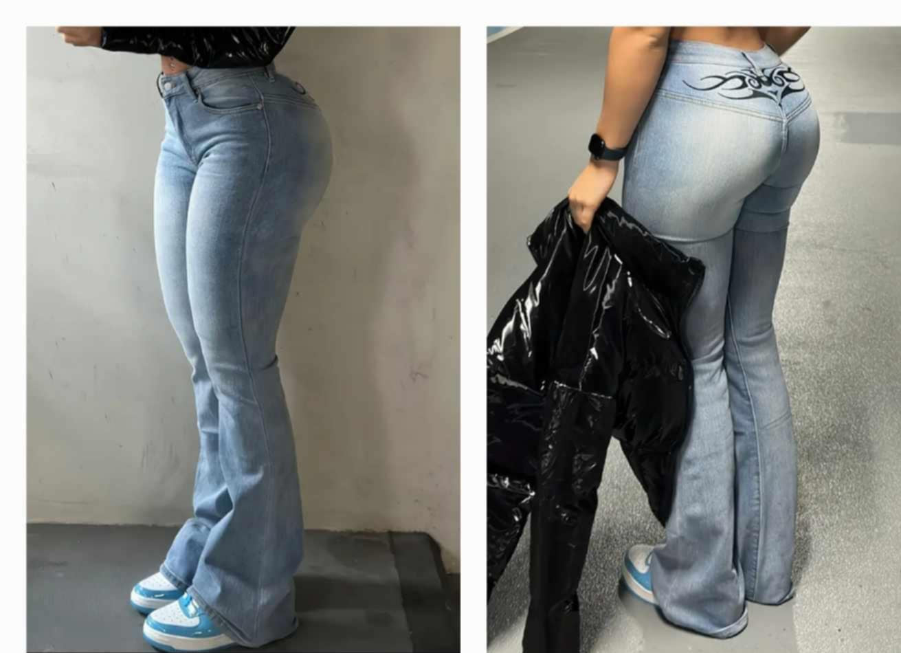 Waistband Graphic Jeans