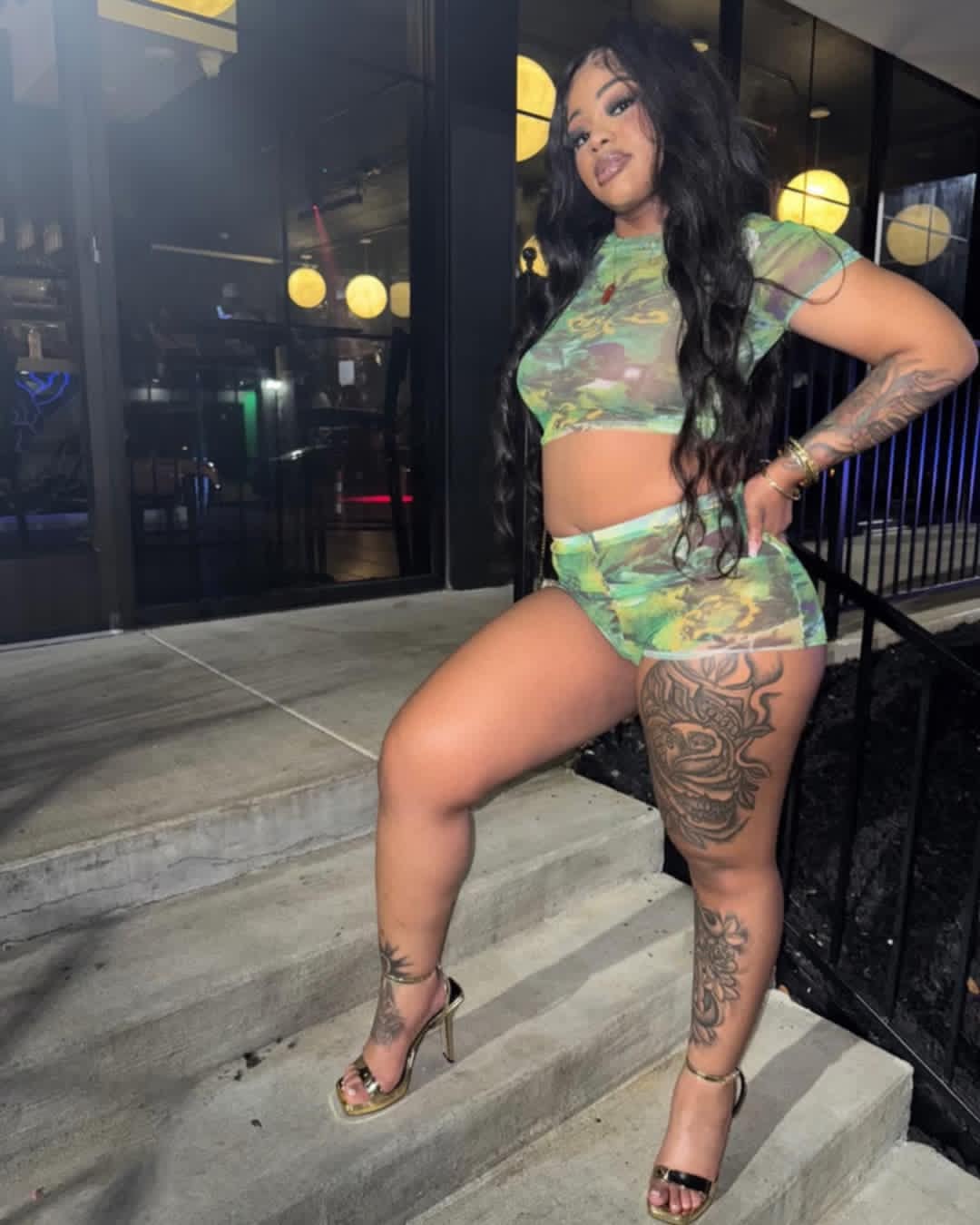 Mesh Floral Short Set