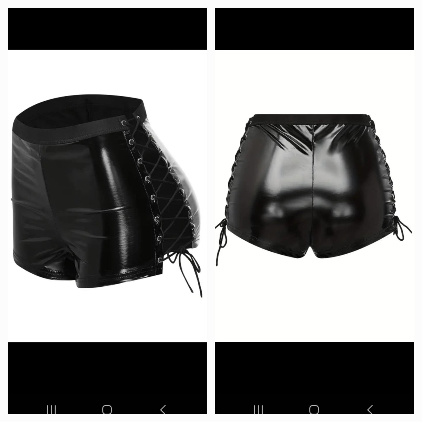 Faux Leather Side Ties Shorts