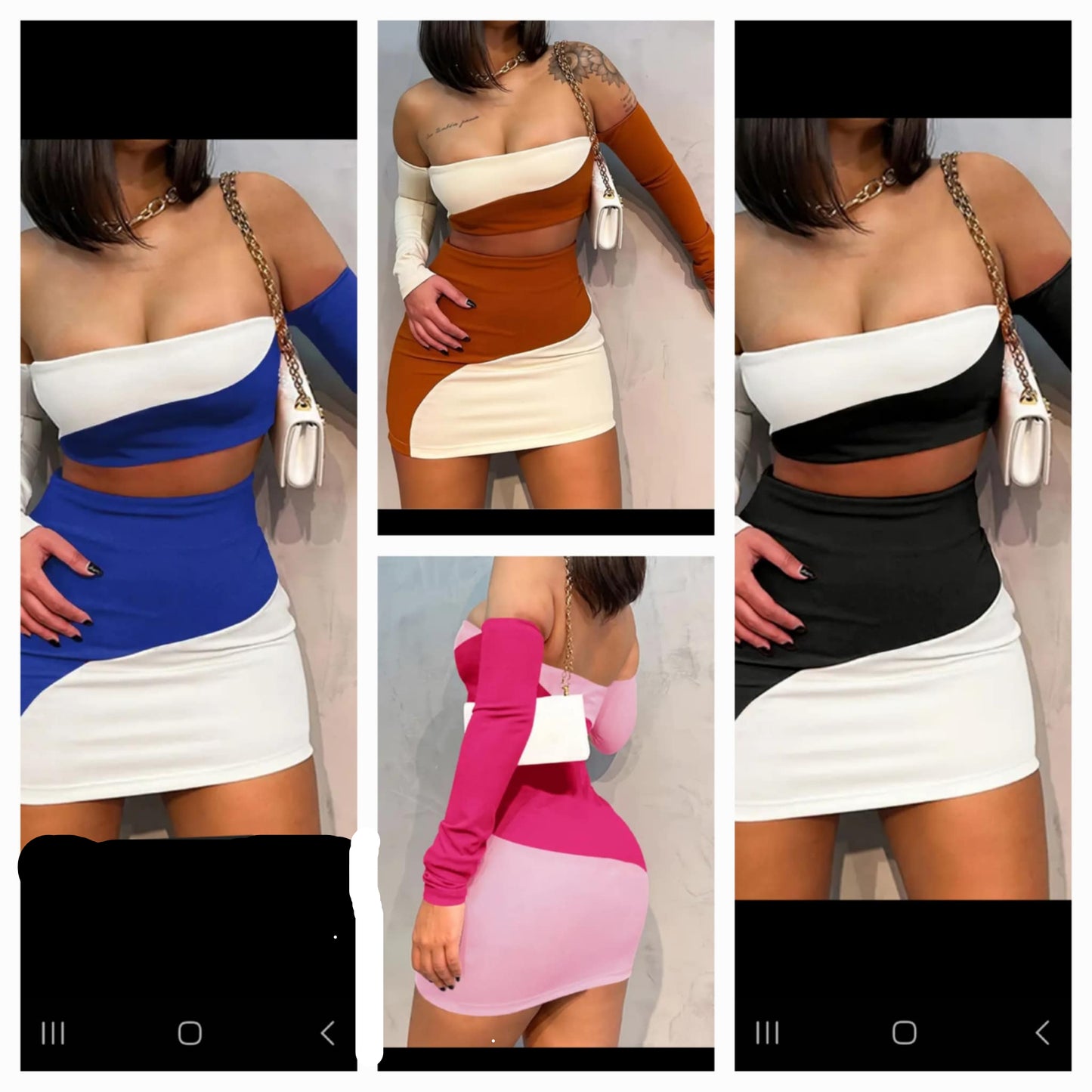 Two Tone Mini Skirt Set