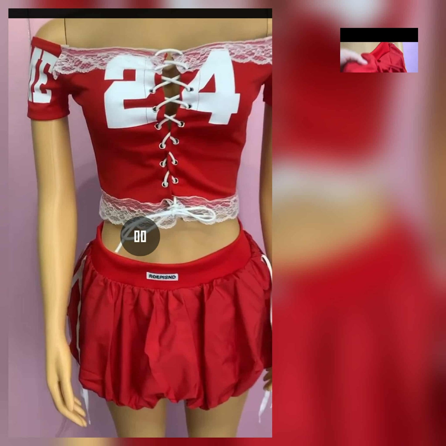 Skort or Short Red lace Top