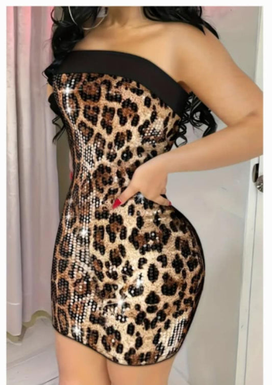 Tube Top Leopard Dress