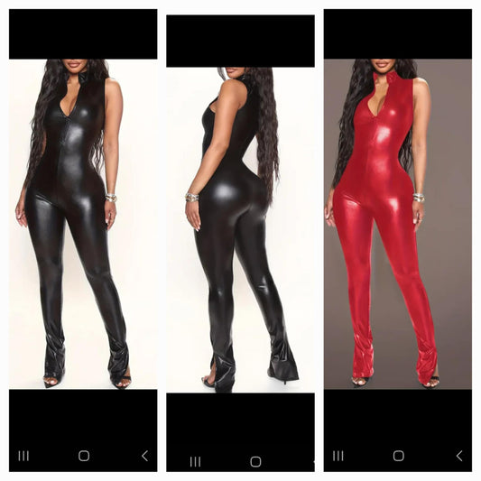Faux Leather Jumpsuit